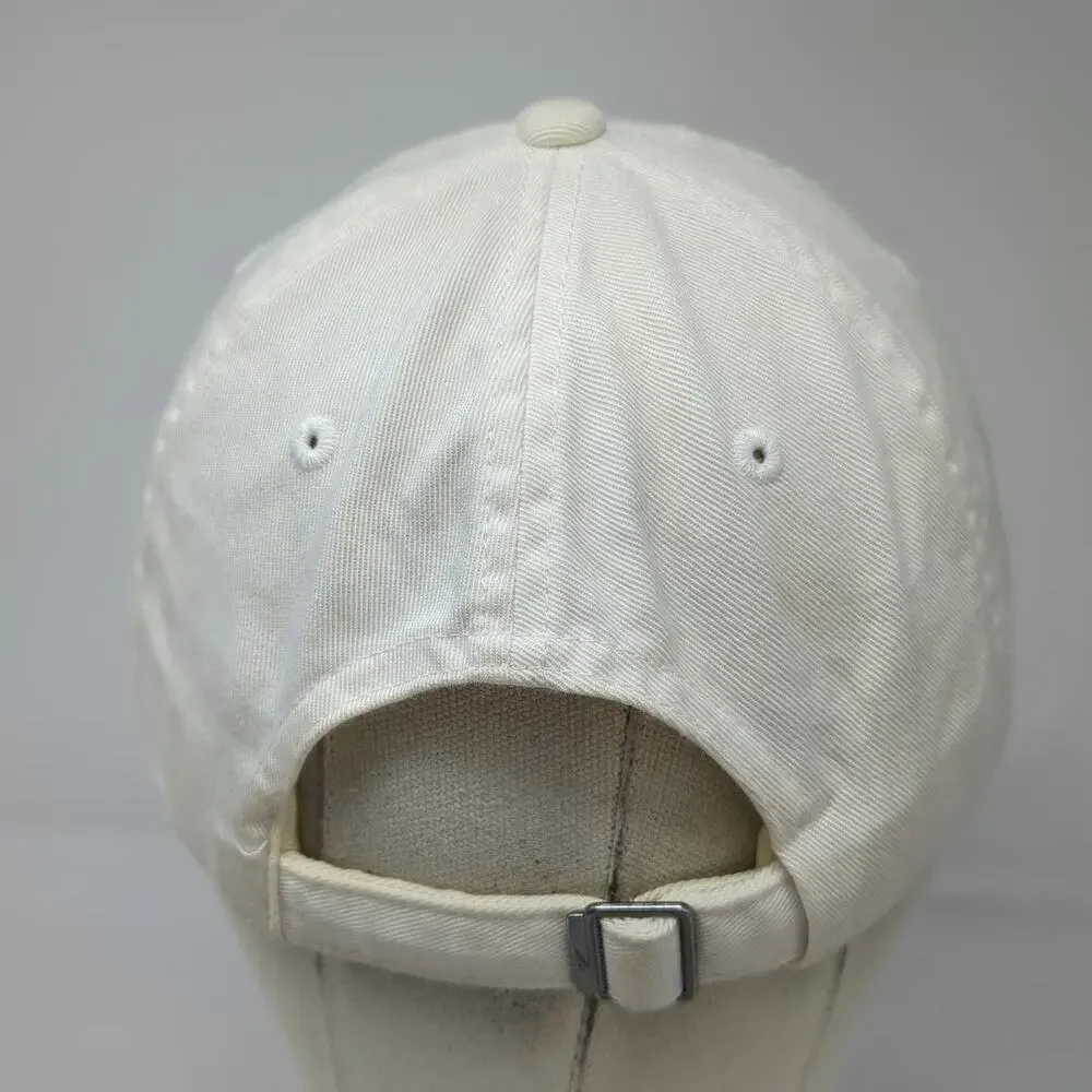 Nike Baseball Cap White M Black Logo Slideback Cotton 6 Panel Swoosh Sport Hat